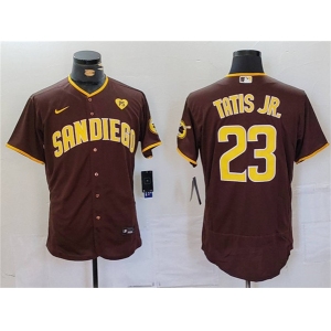 Men's San Diego Padres #23 Fernando Tatis Jr. Brown With PS Patch Flex Base Stitched Baseball Jersey