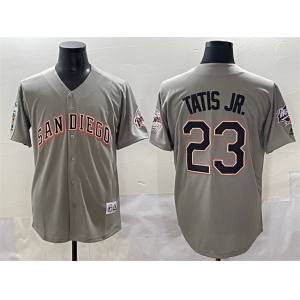 Men's San Diego Padres #23 Fernando Tatis Jr. Gray Fashion Throwback With Patch Cool Base Stitched Jersey