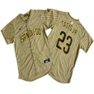 Men's San Diego Padres #23 Fernando Tatis Jr Khaki Pinstripe Limited Stitched Jersey
