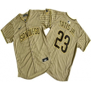 Men's San Diego Padres #23 Fernando Tatis Jr Khaki Pinstripe Limited Stitched Jersey