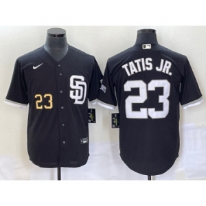 Men's San Diego Padres #23 Fernando Tatis Jr Number Black 2023 Cool Base Stitched Jersey