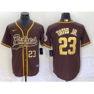 Men's San Diego Padres #23 Fernando Tatis Jr Number Brown NEW 2023 Cool Base Stitched Jersey