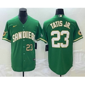 Men's San Diego Padres #23 Fernando Tatis Jr Number Green Cool Base Stitched Baseball Jersey
