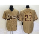 Men's San Diego Padres #23 Fernando Tatis Jr Number Tan NEW 2023 Cool Base Stitched Jersey