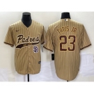 Men's San Diego Padres #23 Fernando Tatis Jr Tan NEW 2023 Cool Base Stitched Jersey