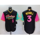 Men's San Diego Padres #3 Jackson Merrill Black Player Number Fashion Baseball Jersey