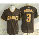 Men's San Diego Padres #3 Jackson Merrill Brown Limited Stitched Jersey