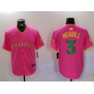 Men's San Diego Padres #3 Jackson Merrill Pink Player Number Fashion Baseball Jerseys