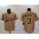 Men's San Diego Padres #3 Jackson Merrill Tan 2023 Cool Base Stitched Jersey