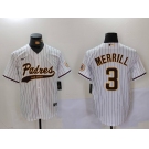 Men's San Diego Padres #3 Jackson Merrill Tan 2023 Cool Base Stitched Jerseys