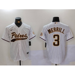 Men's San Diego Padres #3 Jackson Merrill Tan 2023 Cool Base Stitched Jerseys