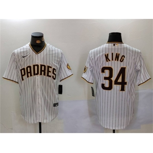 Men's San Diego Padres #34 Michael King White Cool Base Stitched Baseball Jersey