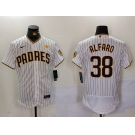 Men's San Diego Padres #38 Jorge Alfaro White With PS Patch Stitched Flex Base Jersey