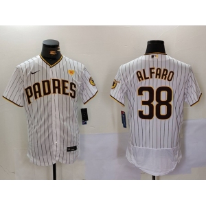 Men's San Diego Padres #38 Jorge Alfaro White With PS Patch Stitched Flex Base Jersey
