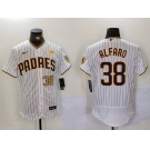 Men's San Diego Padres #38 Jorge Alfaro White With PS Patch Stitched Flex Base Jerseys