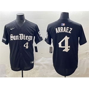 Men's San Diego Padres #4 Luis Arraez Black Gothic Edition Vapor Limited Stitched Baseball Jersey