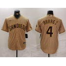 Men's San Diego Padres #4 Luis Arraez Tan Cool Base Stitched Baseball Jersey