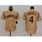 Men's San Diego Padres #4 Luis Arraez Tan Cool Base Stitched Baseball Jerseys