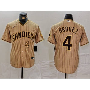 Men's San Diego Padres #4 Luis Arraez Tan Cool Base Stitched Baseball Jerseys