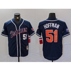 Men's San Diego Padres #51 Trevor Hoffman Navy Player Number Cooperstown Cool Base Jersey