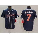 Men's San Diego Padres #7 Ha Seong Kim Navy Player Number Cooperstown Cool Base Jersey