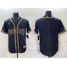 Men's San Diego Padres Blank Black Gold Stitched Baseball Jersey