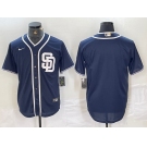 Men's San Diego Padres Blank Navy Blue Cool Base Stitched Baseball Jersey