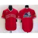 Men's San Diego Padres Red Team Big Logo Cool Base With Patch Stitched Baseball Jersey 1