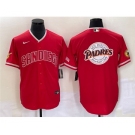 Men's San Diego Padres Red Team Big Logo Cool Base With Patch Stitched Baseball Jersey