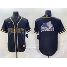 Men's San Diego Padres Team Big Logo Black Gold Stitched Baseball Jersey