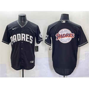 Men's San Diego Padres Team Big Logo Black Stitched Baseball Jersey
