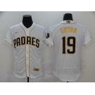 NIke Men's Mitchell and Ness San Diego Padres #19 Tony Gwynn Replica White Gold Throwback Baseball Jersey