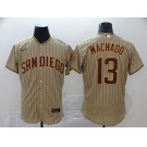 Nike Men's Majestic San Diego Padres  #13 Manny Machado Grey Strip  Flexbase Authentic Collection MLB Jersey