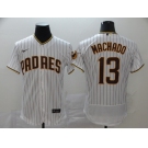 Nike Men's Majestic San Diego Padres  #13 Manny Machado White Black Strip Flexbase Authentic Collection MLB Jersey