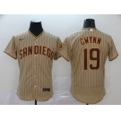 Nike Men's Majestic San Diego Padres #19 Tony Gwynn Grey Strip Flexbase Authentic Collection MLB Jersey