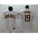 Nike Men's Majestic San Diego Padres #19 Tony Gwynn White Black Strip Flexbase Authentic Collection MLB Jersey