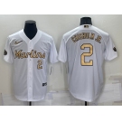 Men's Miami Marlins #2 Jazz Chisholm Jr Number White 2022 All Star Stitched Cool Base Nike Jersey