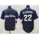 Men's Miami Marlins #22 Sandy Alcantara Black Cool Base Stitched Jersey