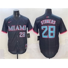 Men's Miami Marlins #28 Kyle Stowers Black 2025 City Connect Limited Stitched Baseball Jersey