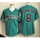 Men's Miami Marlins #8 Andre Dawson Teal Throwback Stitched Baseball Jersey