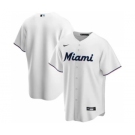 Men's Miami Marlins Blank White Cool Base Stitched Baseball Jersey