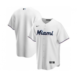 Men's Miami Marlins Blank White Cool Base Stitched Baseball Jersey