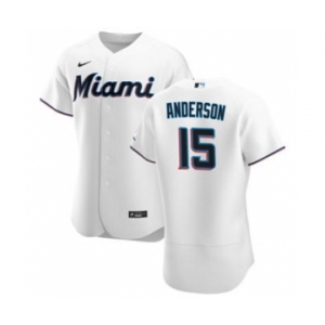 Men's Nike Miami Marlins #15 Brian Anderson White Home 2020 Authentic Player Baseball Jersey