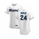 Men's Nike Miami Marlins #24 Jesus Aguilar White Home 2020 Authentic Player Baseball Jersey