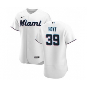 Men's Nike Miami Marlins #39 James Hoyt White Home 2020 Authentic Player Baseball Jersey