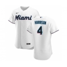 Men's Nike Miami Marlins #4 Monte Harrison White Home 2020 Authentic Player Baseball Jersey