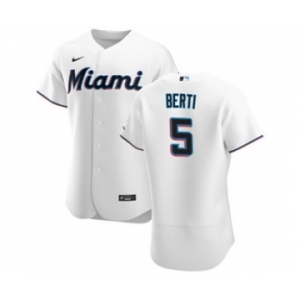 Men's Nike Miami Marlins #5 Jon Berti White Home 2020 Authentic Player Baseball Jersey