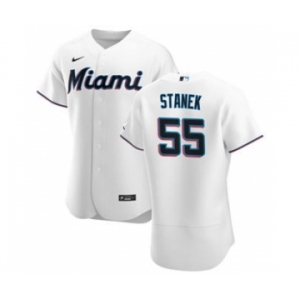 Men's Nike Miami Marlins #55 Ryne Stanek White Home 2020 Authentic Player Baseball Jersey