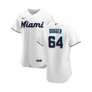 Men's Nike Miami Marlins #64 Robert Dugger White Home 2020 Authentic Player Baseball Jersey