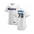 Men's Nike Miami Marlins #70 Jazz Chisholm White Home 2020 Authentic Player Baseball Jersey